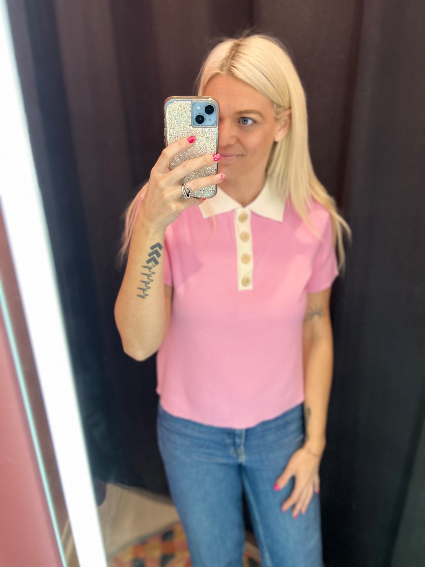 Country Club Barbie Collared Button Up