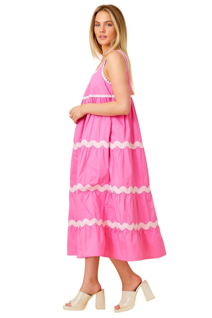 Posh Pink Wavy Ric Rack Maxi Dress