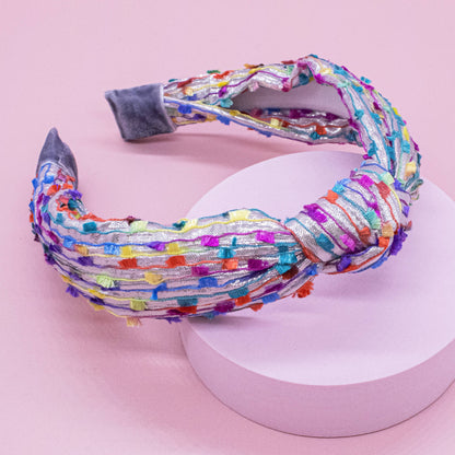 Kids Knot Headband - Confetti Silver