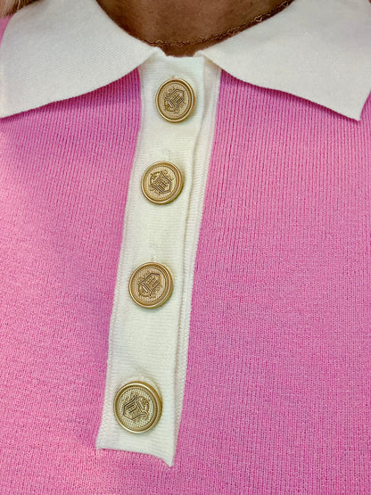 Country Club Barbie Collared Button Up