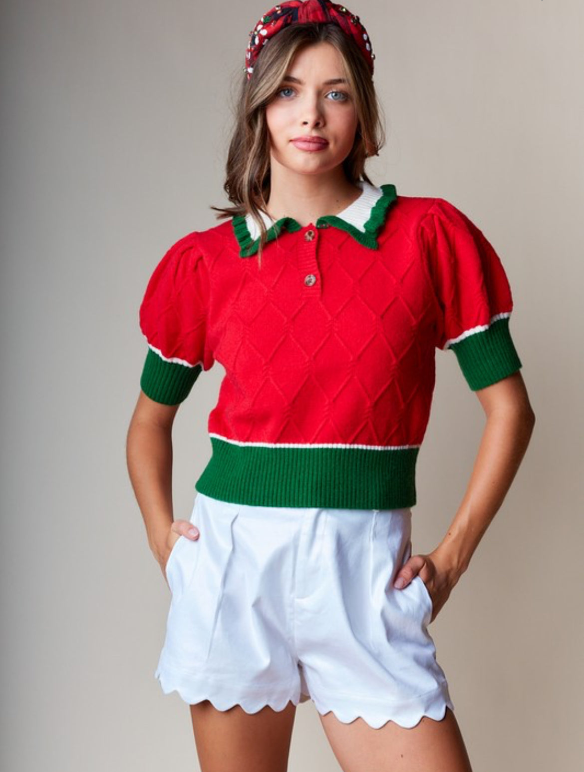 Holiday Cheer Knit Polo Sweater