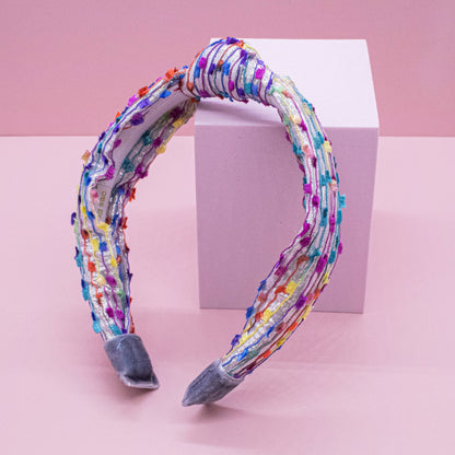 Kids Knot Headband - Confetti Silver