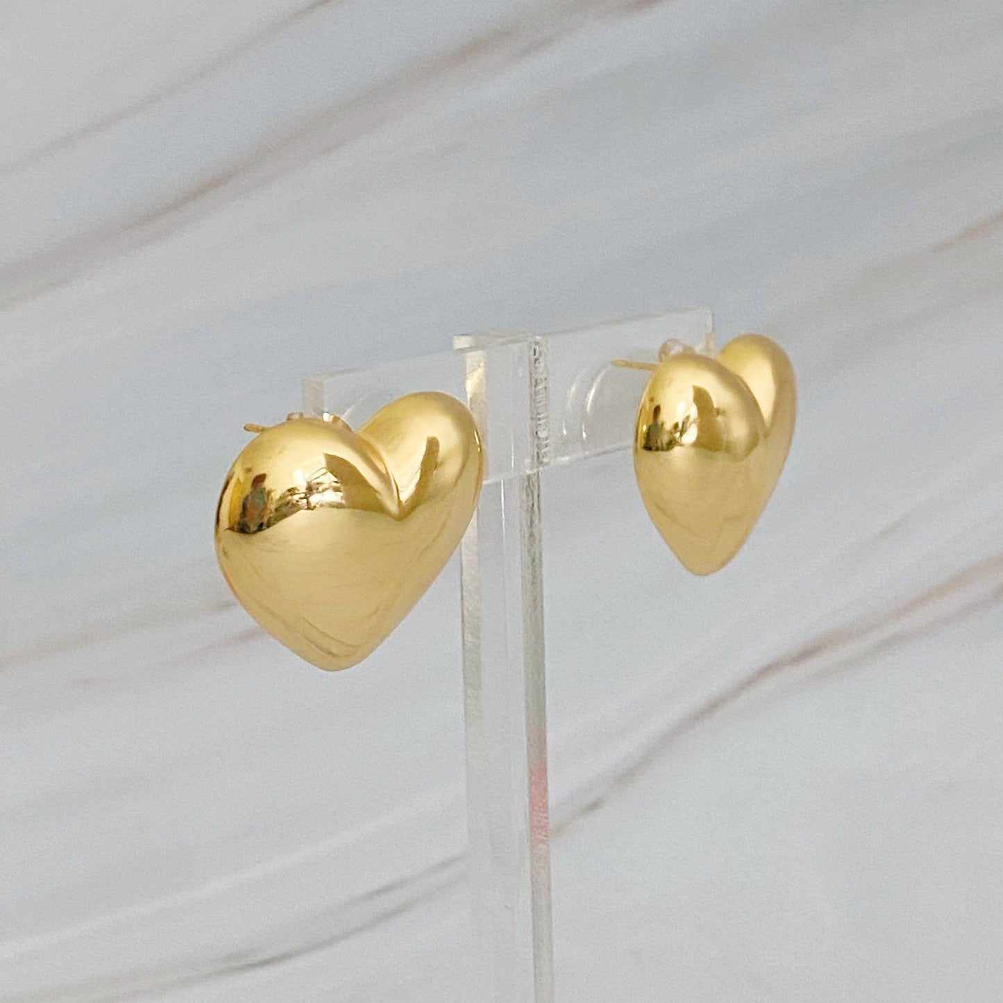 Polish My Heart Gold Stud Earrings