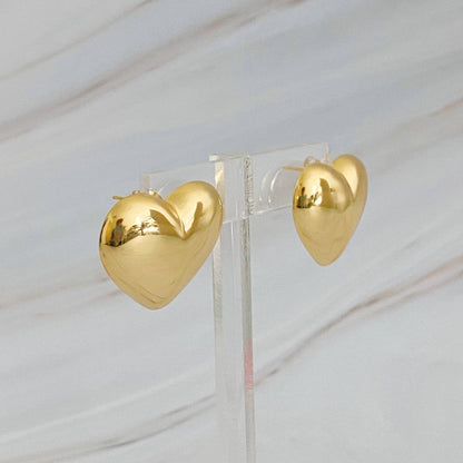 Polish My Heart Gold Stud Earrings