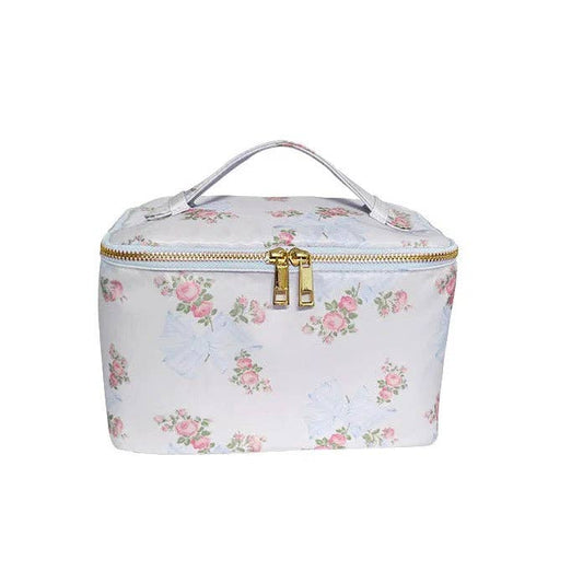 Farrah Floral Train Case: Blue