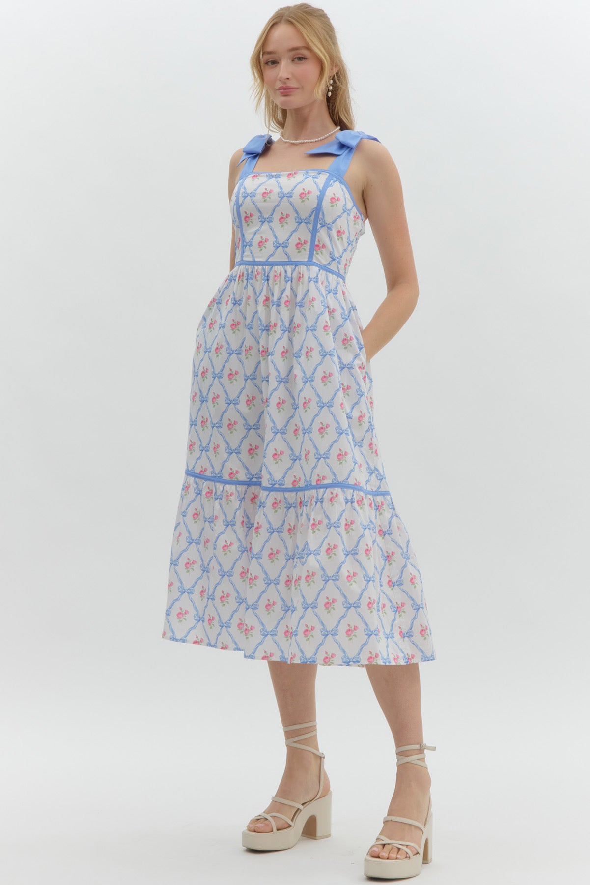 Ribbons & Bows Blue Maxi Dress