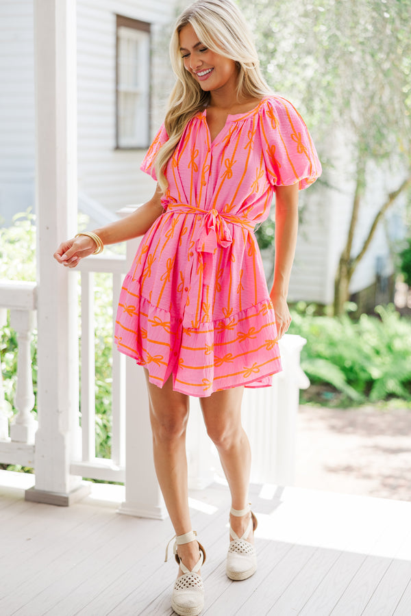 Bubblegum Bows 🎀 Button Up Mini Dress