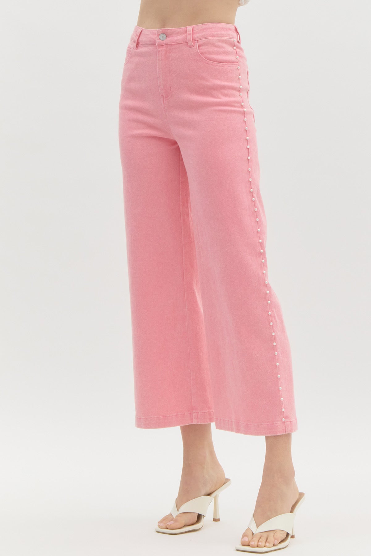 Dripping Pearl Pink Wide Leg Denim