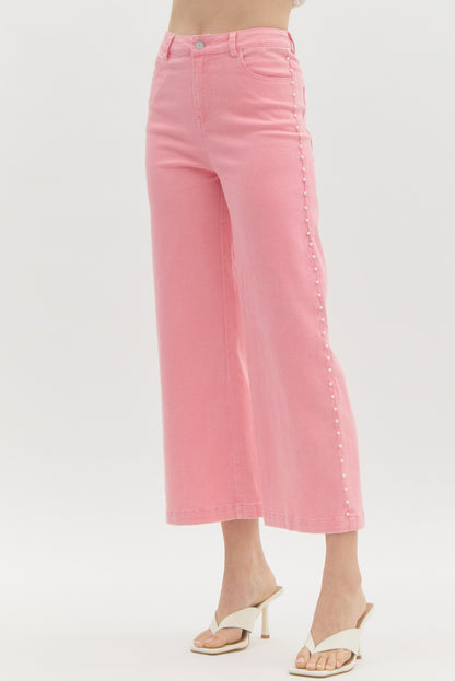 Dripping Pearl Pink Wide Leg Denim