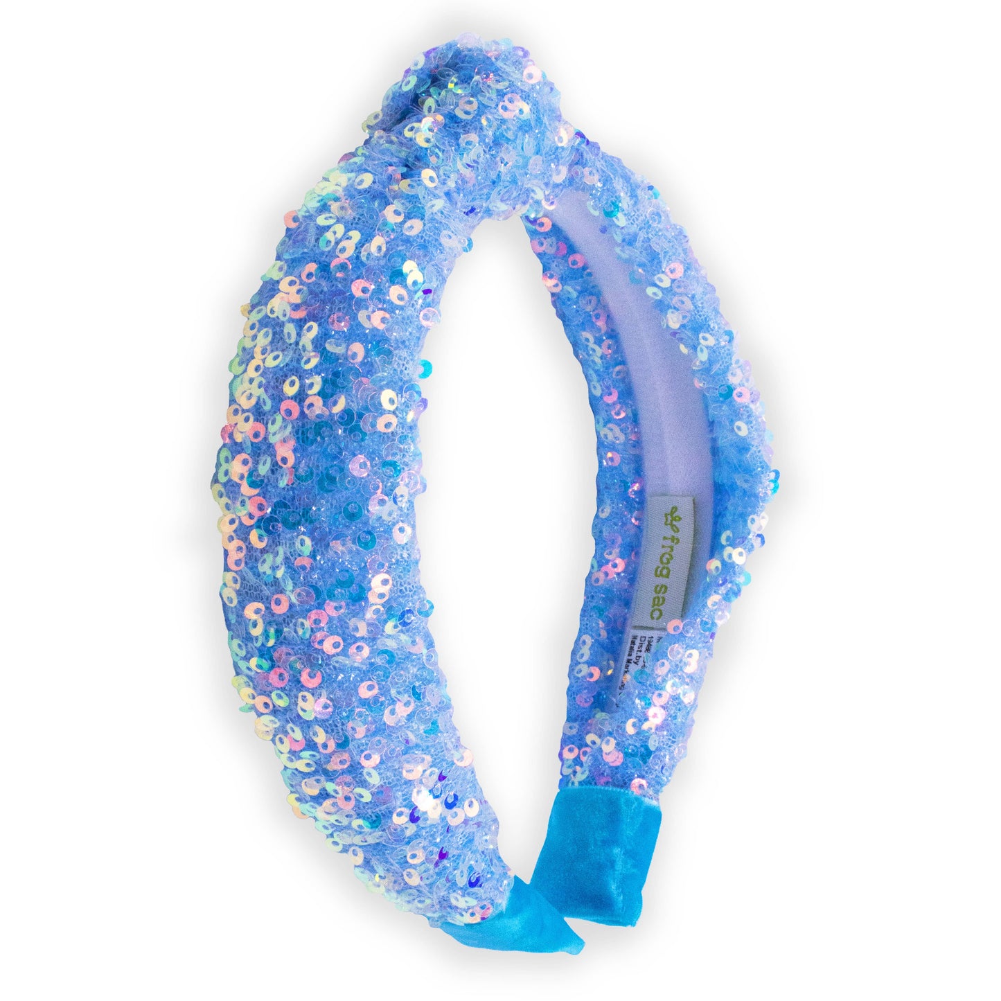 Kids Sparkly Sequin Knot Headband: Blue