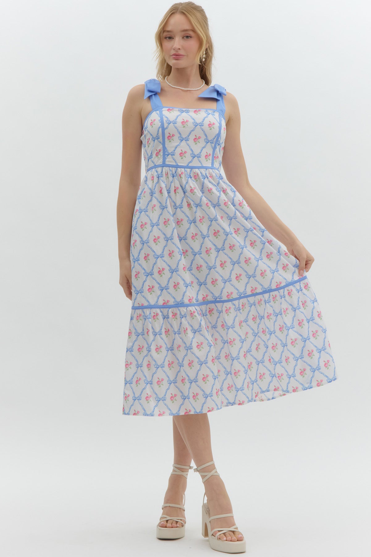 Ribbons & Bows Blue Maxi Dress