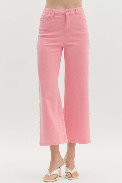 Dripping Pearl Pink Wide Leg Denim