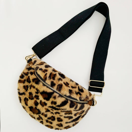 Leopard Butter Soft Faux Fur Sling Bag