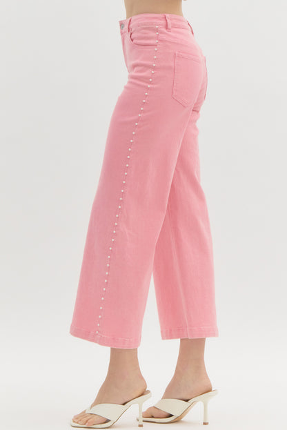 Dripping Pearl Pink Wide Leg Denim