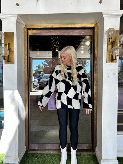 Abstract Checkered Oversized Sweater