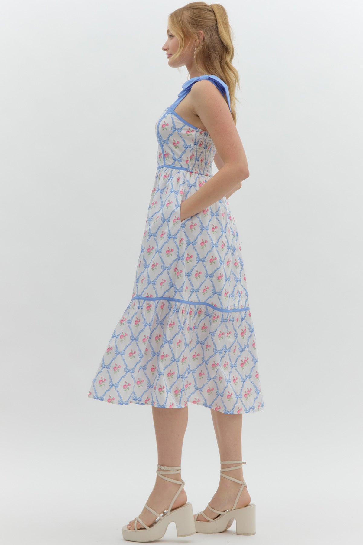 Ribbons & Bows Blue Maxi Dress