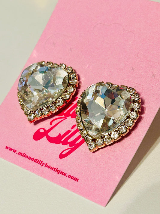 Princess Heart Iridescent Stud Earrings