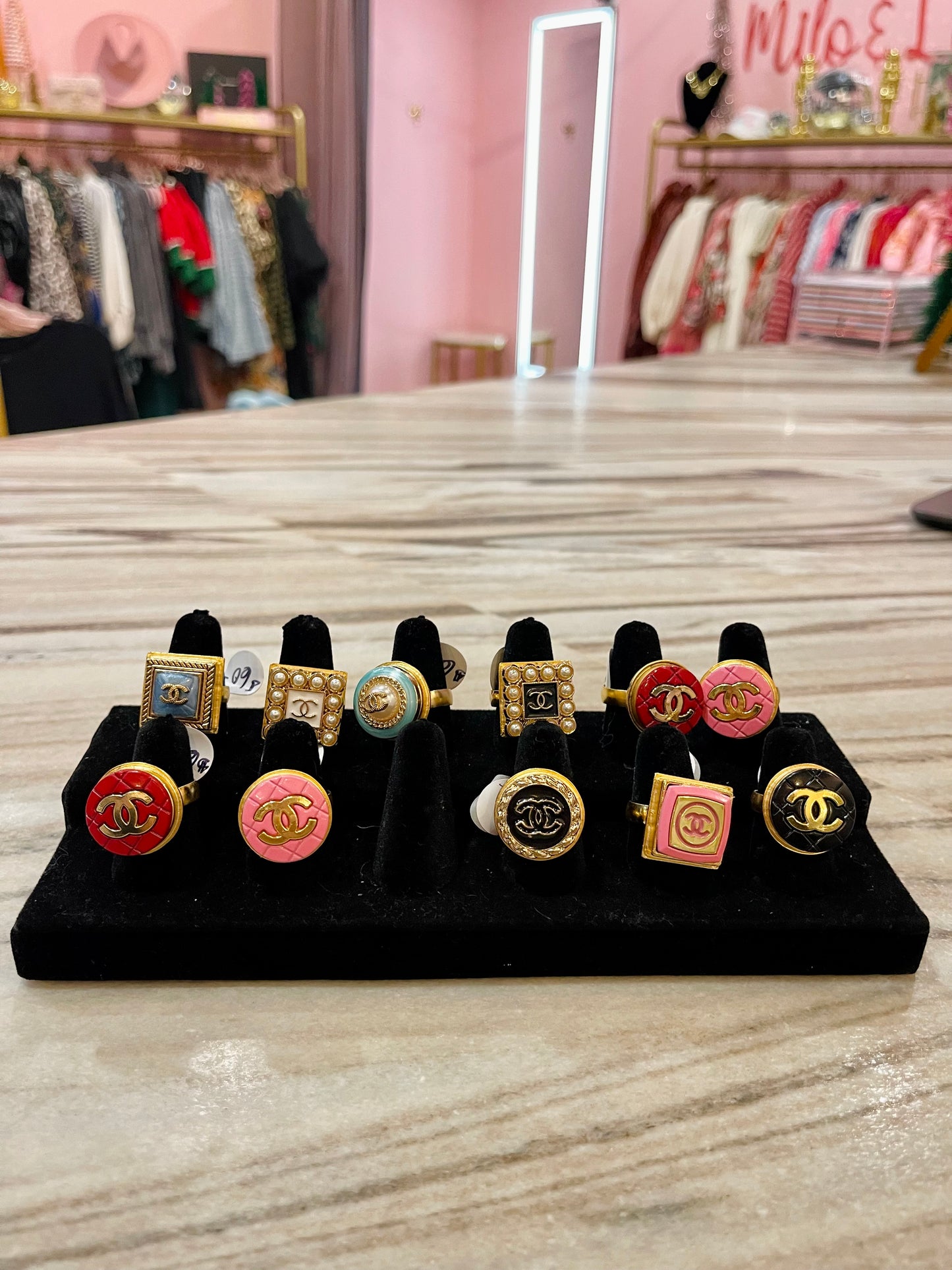 Upcycled Authentic Vintage Chanel Button Rings