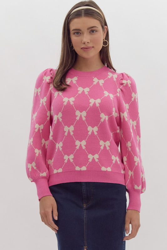 Pink Coquette Bow Sweater