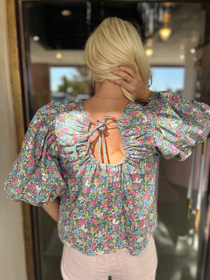 Millie Floral Bubble Sleeve Blouse