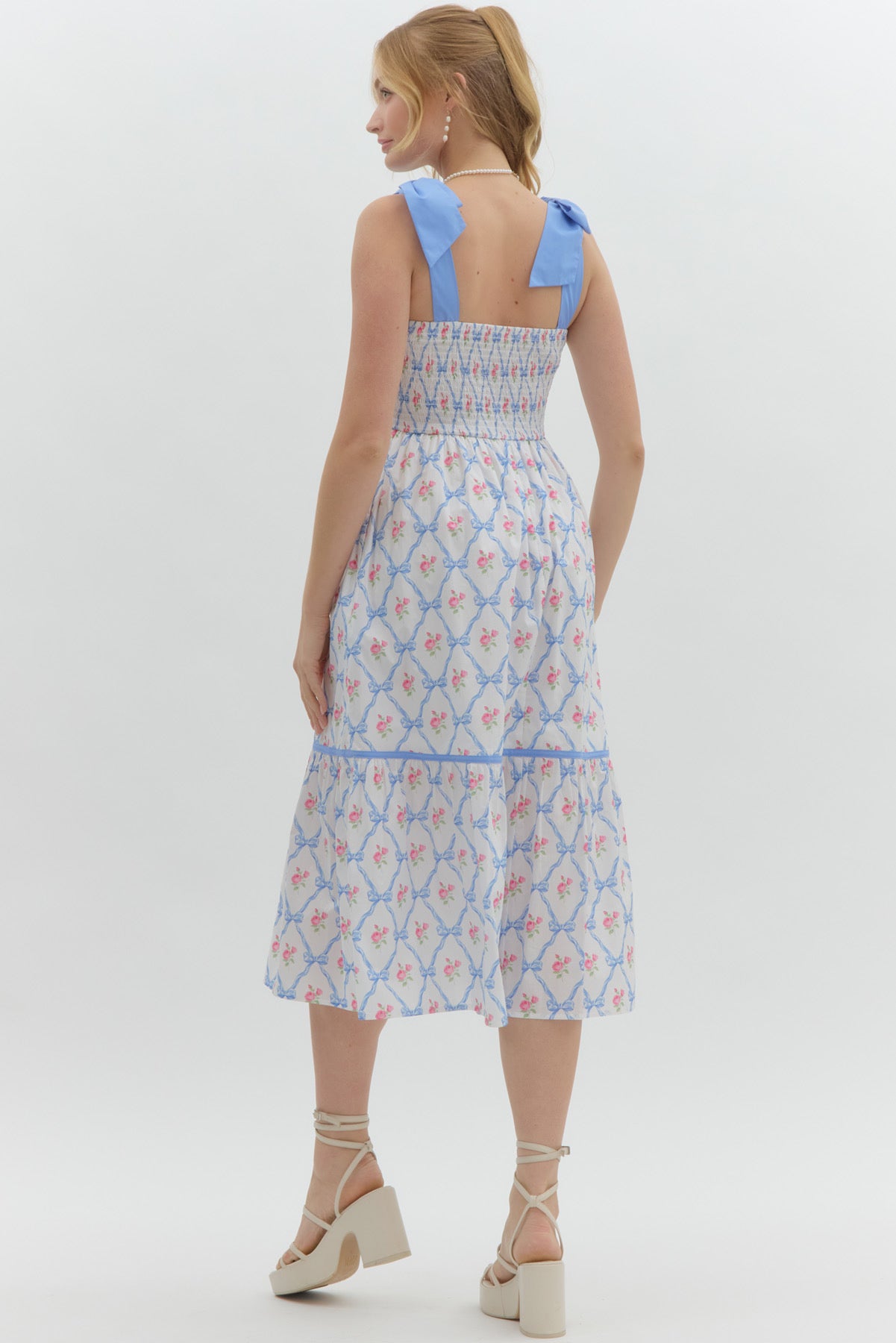 Ribbons & Bows Blue Maxi Dress