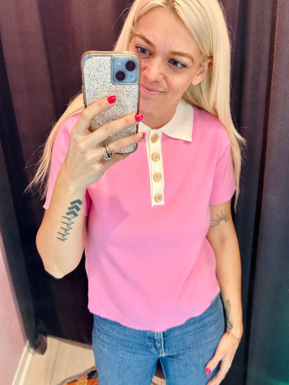 Country Club Barbie Collared Button Up