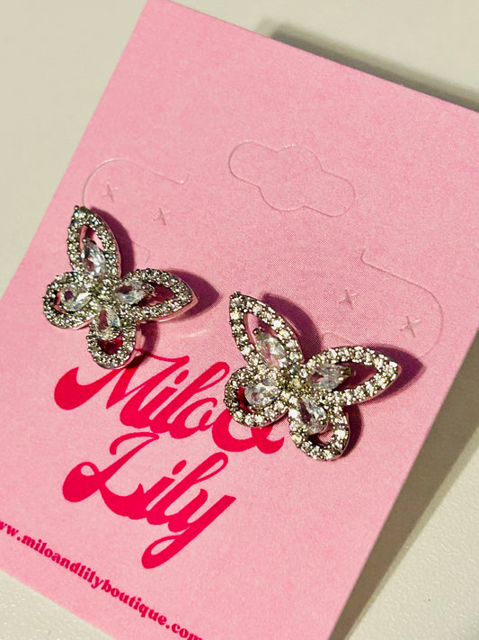 Rhinestone Butterfly Stud Earrings