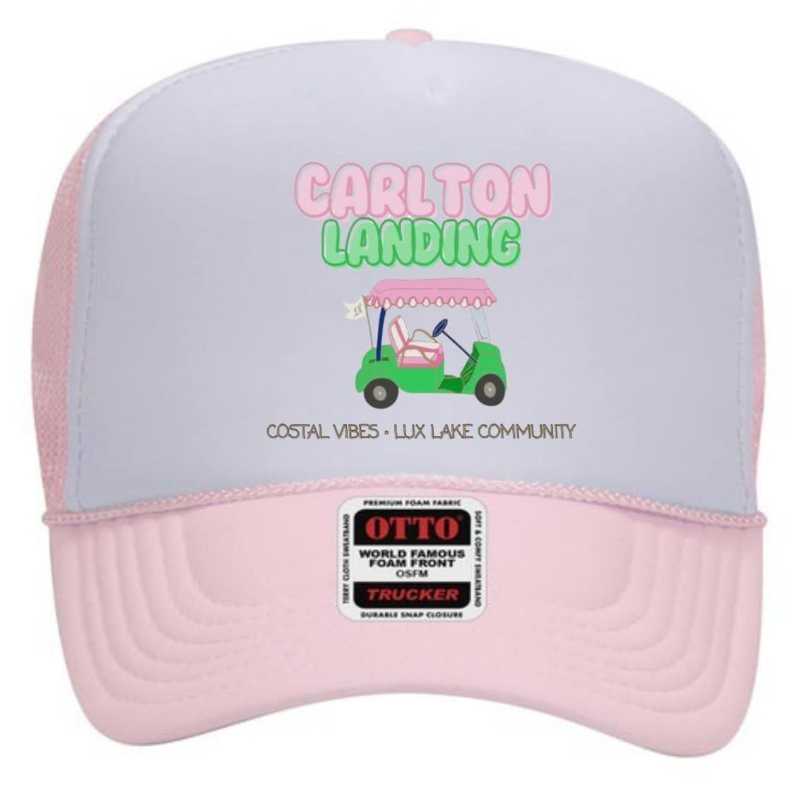 Pink Golf Cart Carlton Landing Trucker Hat