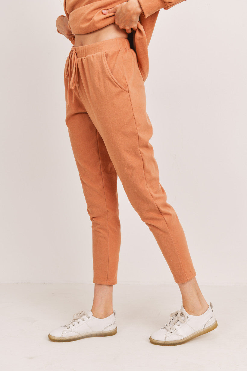 Lazy Days Drawstring Joggers -Peach