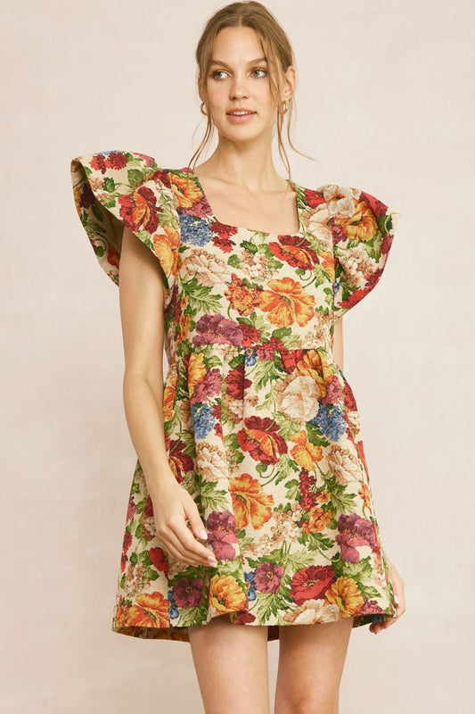 Fall Garden Party Jacquard Dress