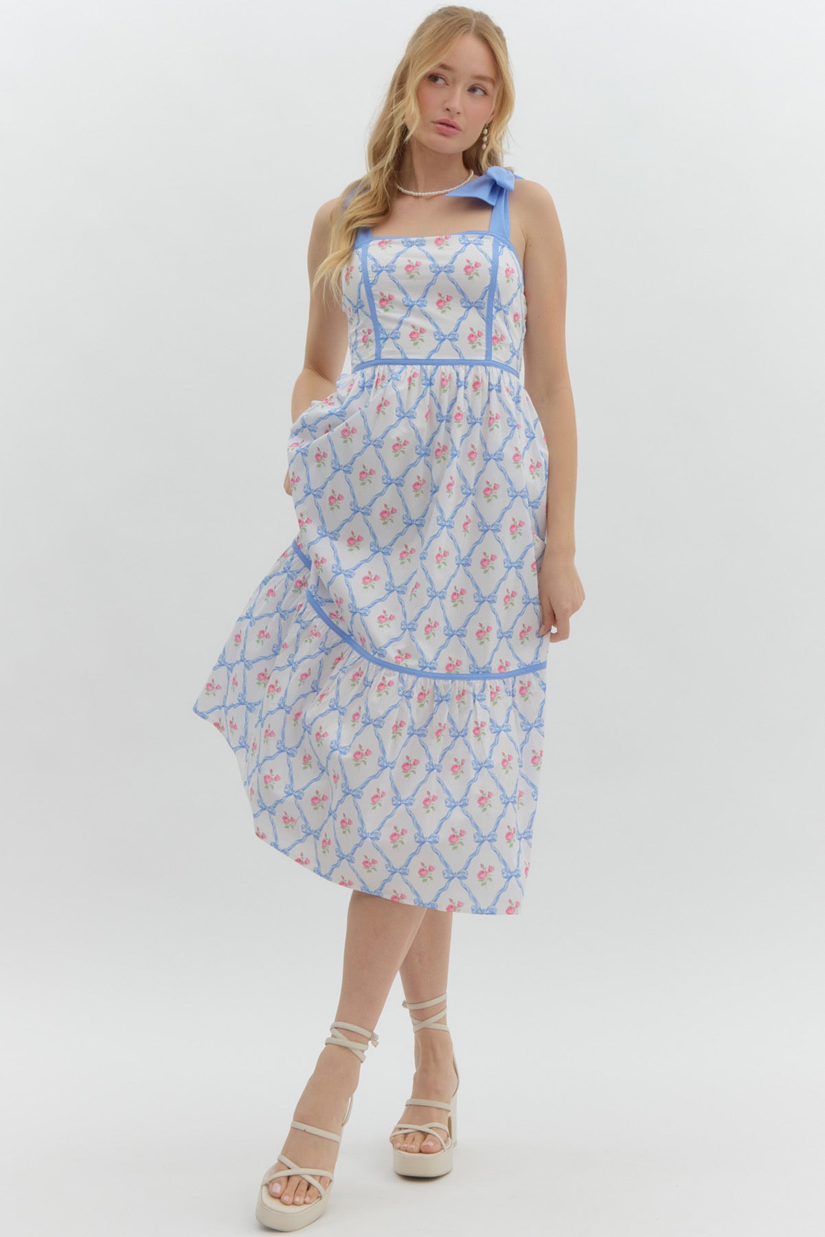 Ribbons & Bows Blue Maxi Dress