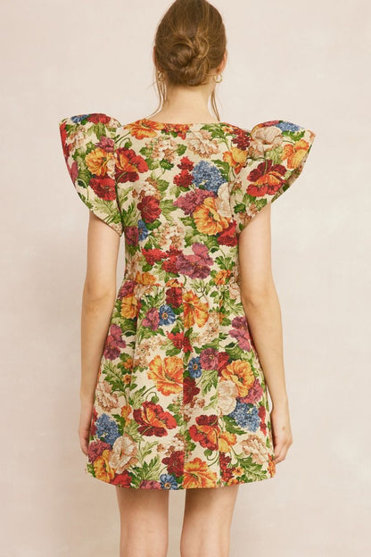 Fall Garden Party Jacquard Dress