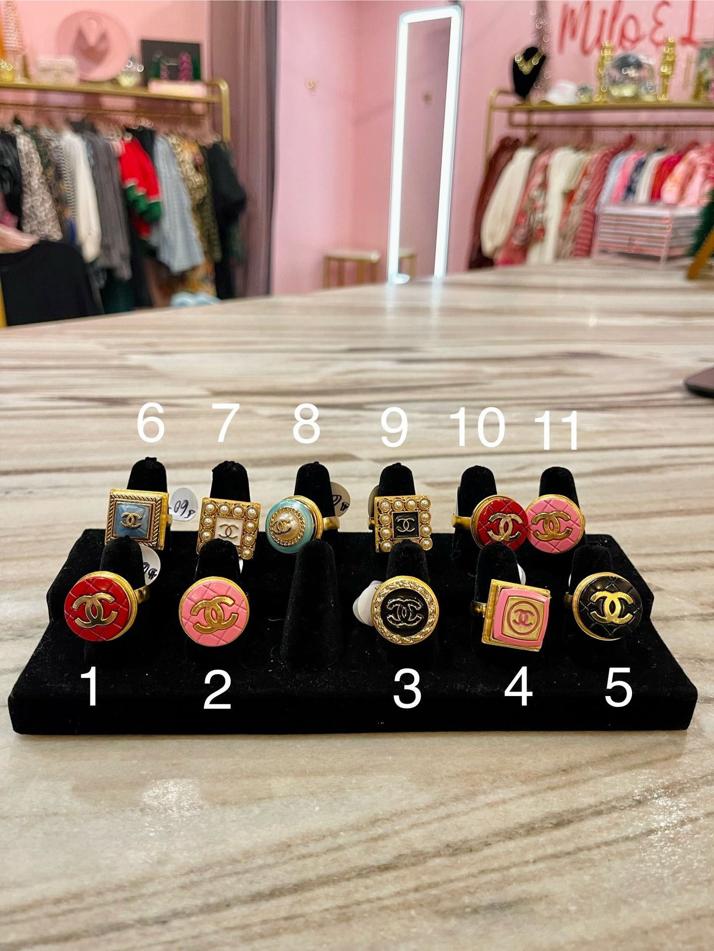 Upcycled Authentic Vintage Chanel Button Rings