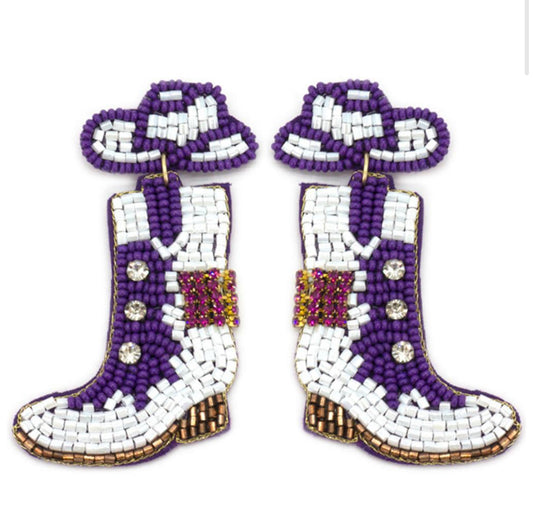 TCU Boots Beaded Earrings