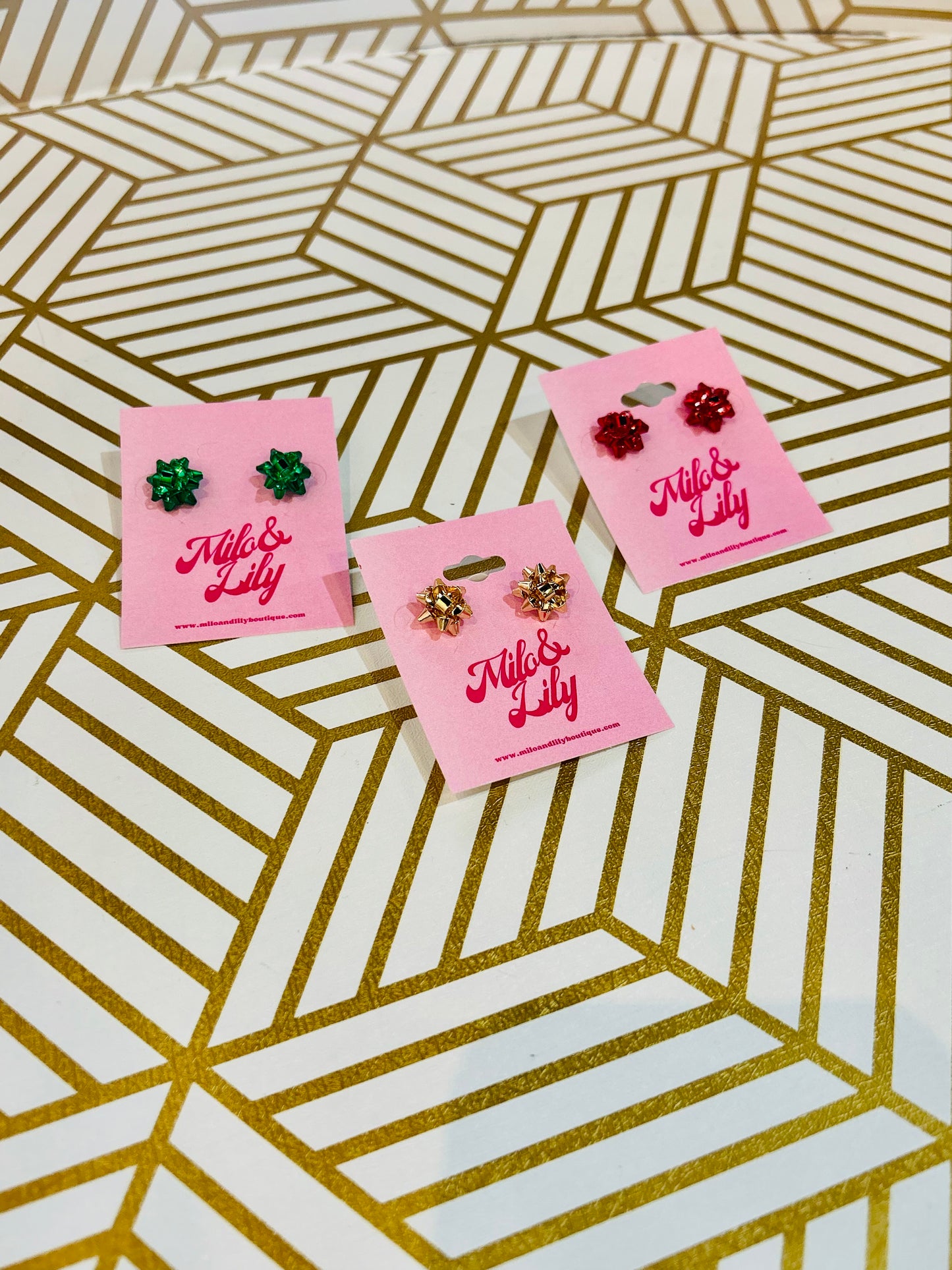 Small Gift Bow Stud Earrings