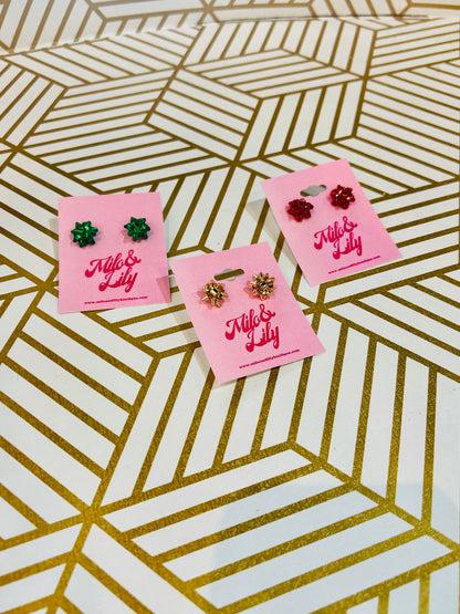 Small Gift Bow Stud Earrings