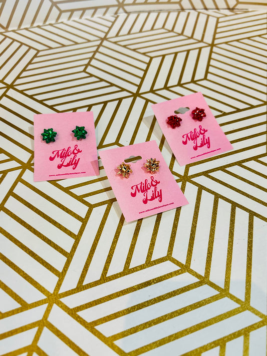 Small Gift Bow Stud Earrings