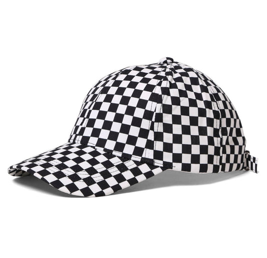 Plaid Checker Fashion Cap - Black