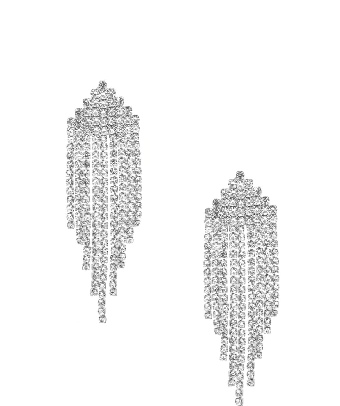 Crystal Rhinestone Fringe Post Earrings