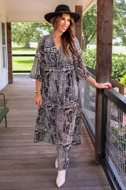 Raegan Paisley Print Maxi Dress