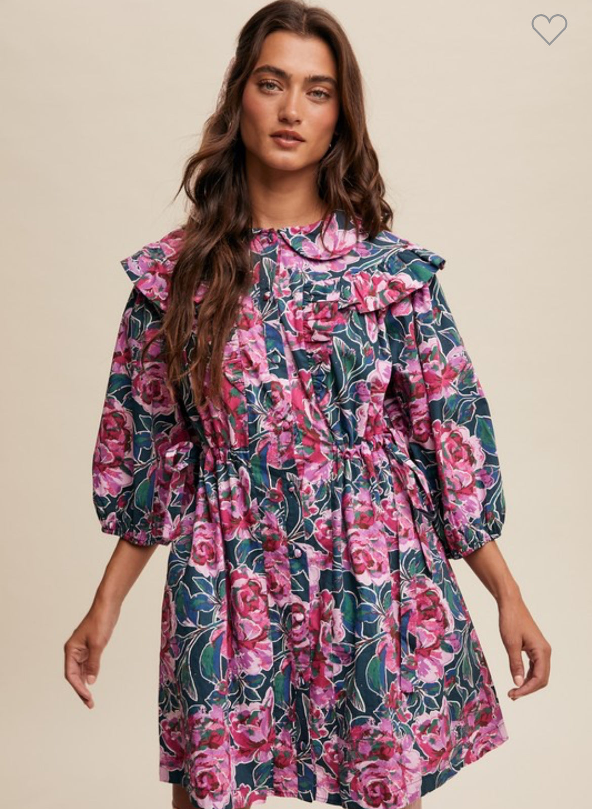 Willow Fall Floral Poplin Collar Mini Dress