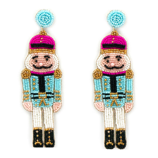 Beaded Nutcracker Dangle Earrings