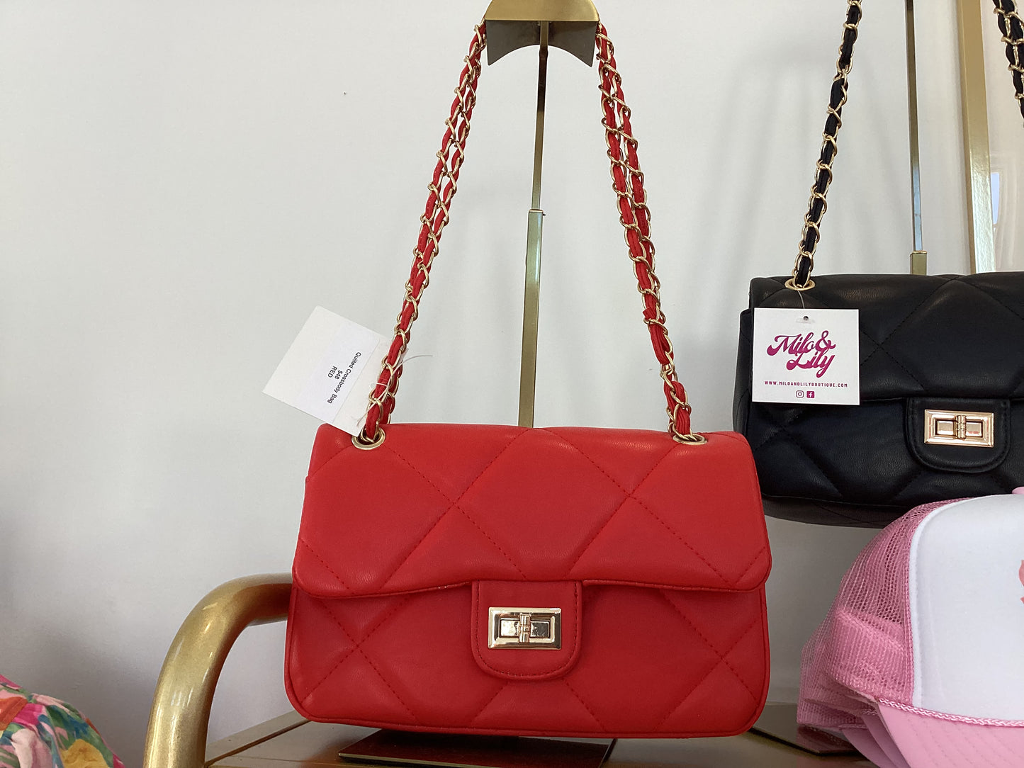 Quilted crossbody bad RED