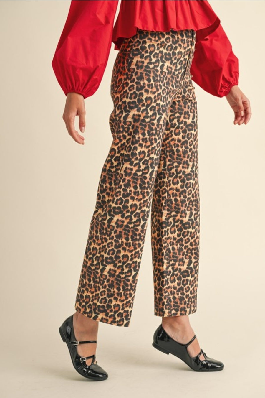 Cheetah Wide Leg Cropped Pant