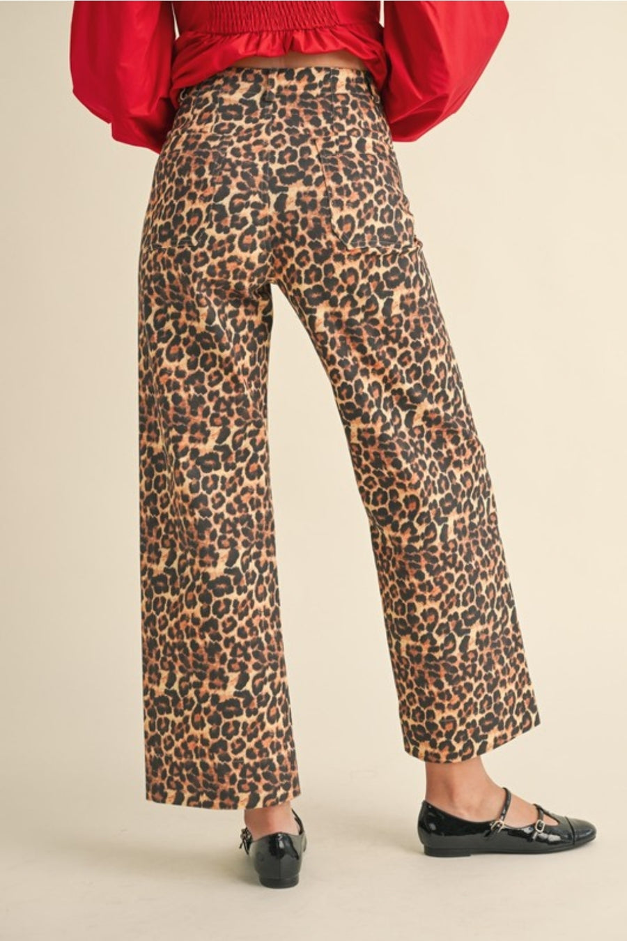 Cheetah Wide Leg Cropped Pant