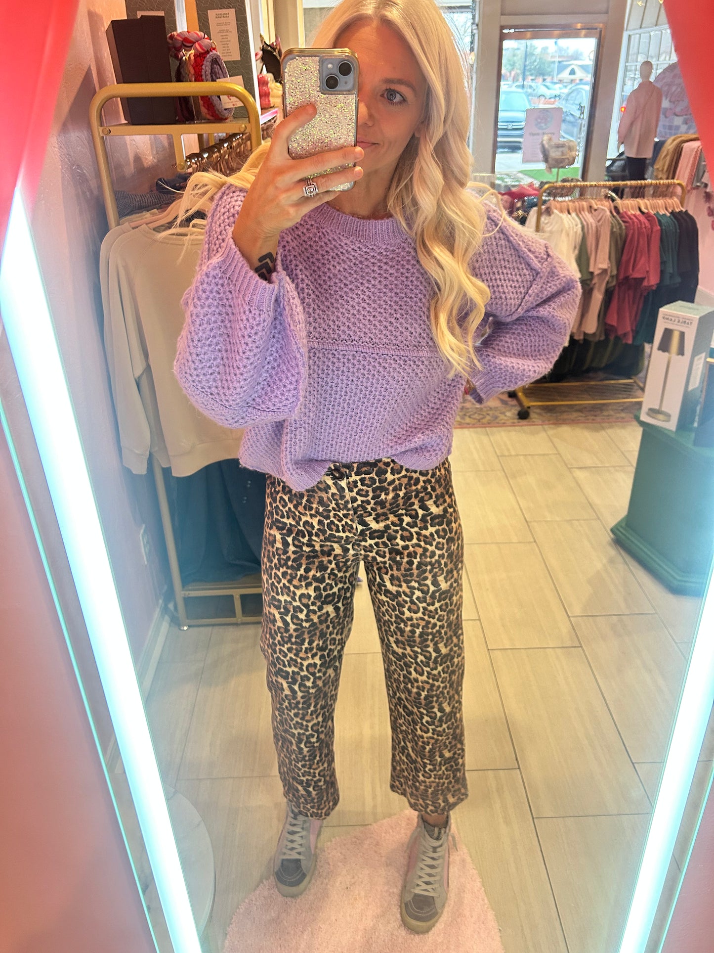 Cheetah Wide Leg Cropped Pant