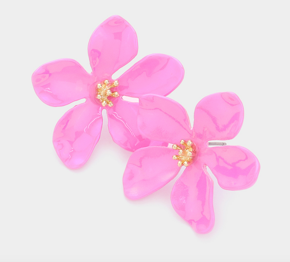 Pink Petal Flower Earrings