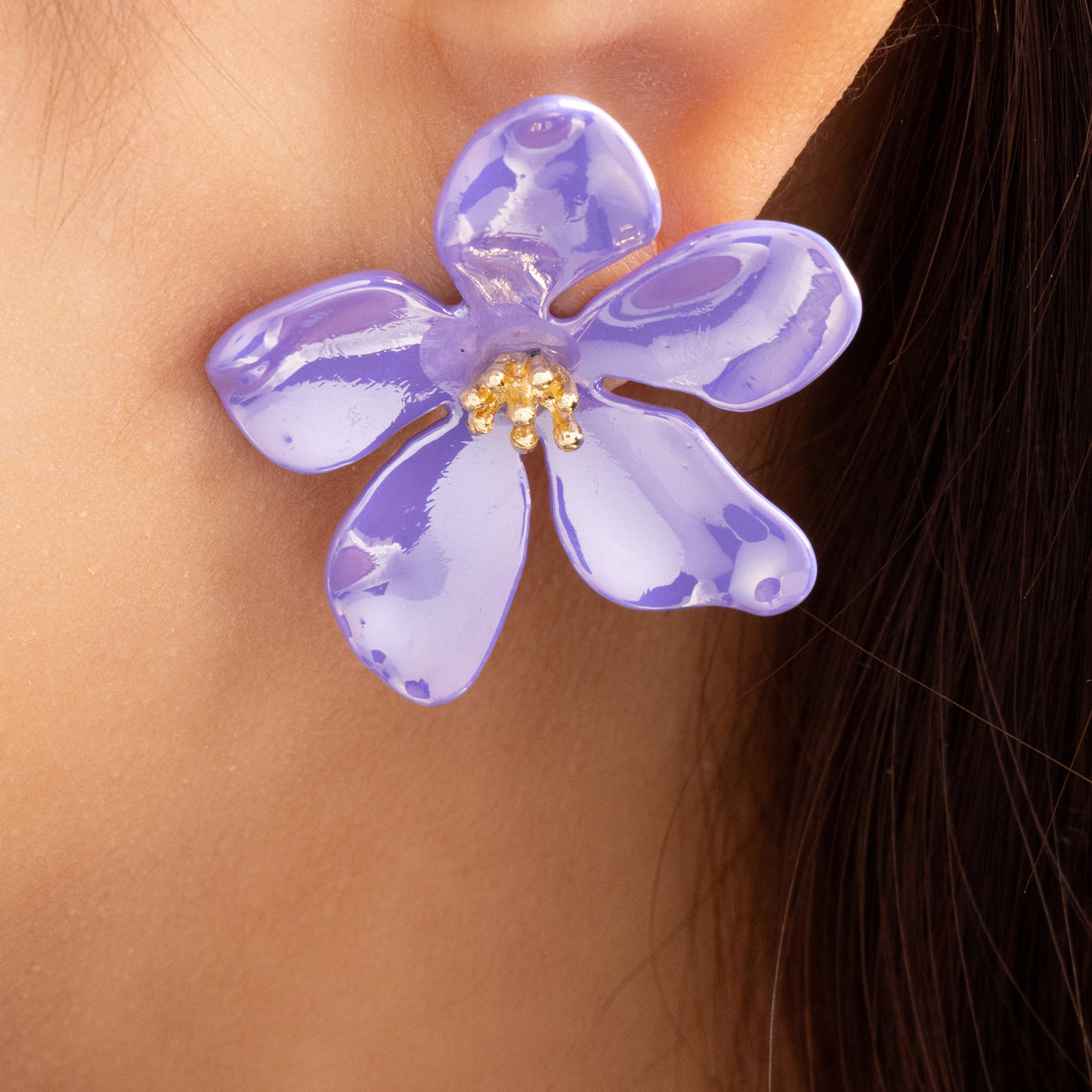 Lavender Petal Flower Earrings