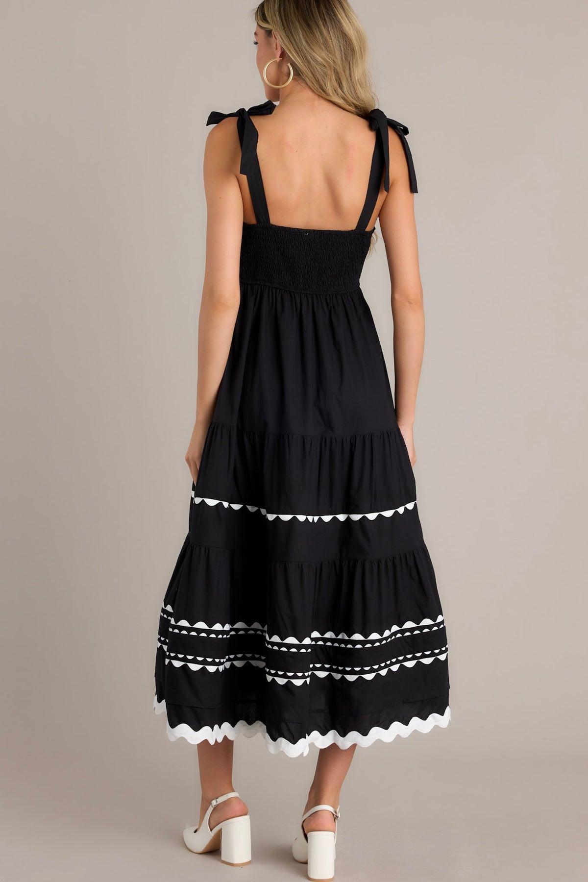 Elegant Edge Black Ricrac Maxi Dress