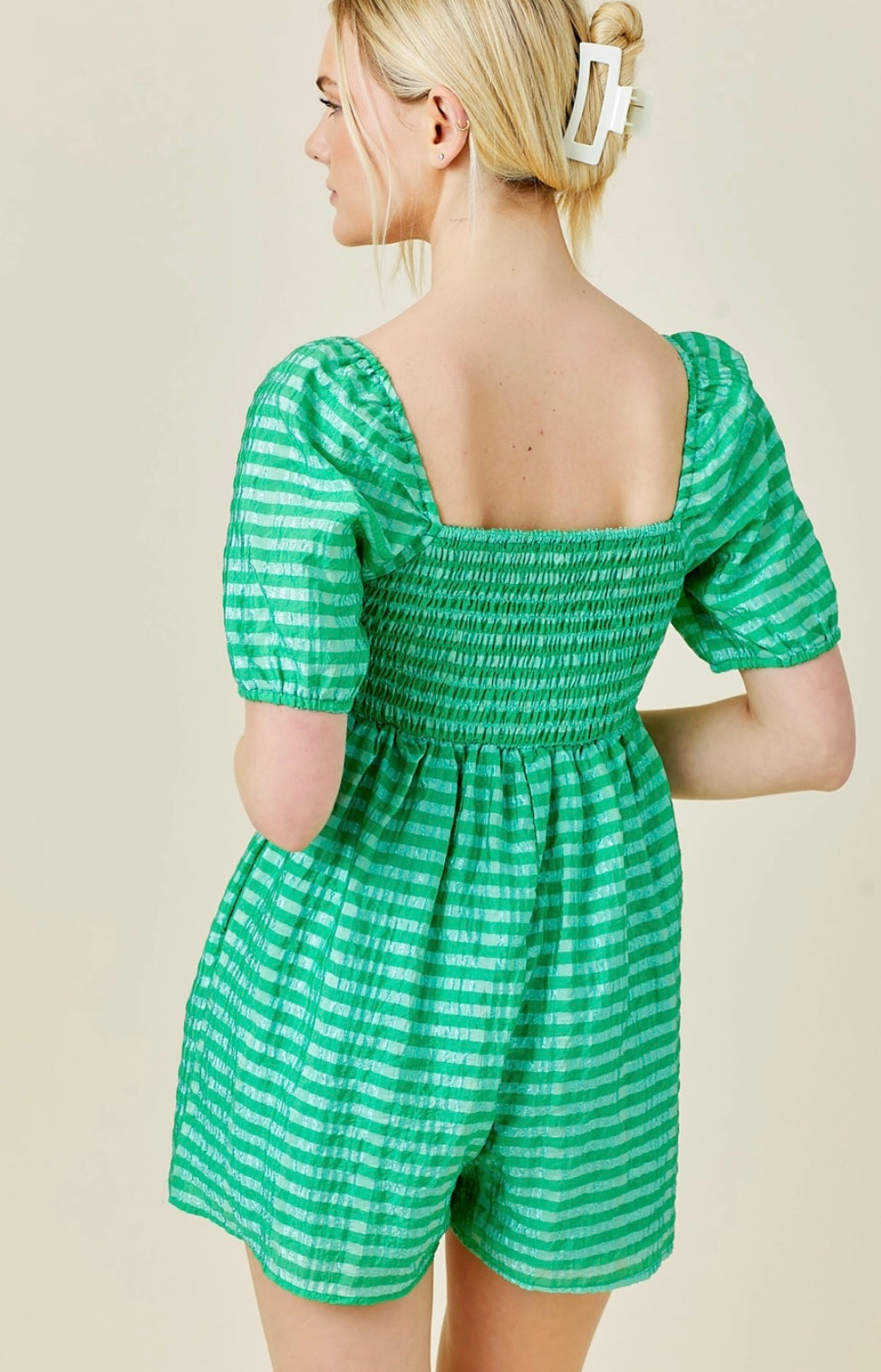 Chic Kelly Green Front Tie Romper